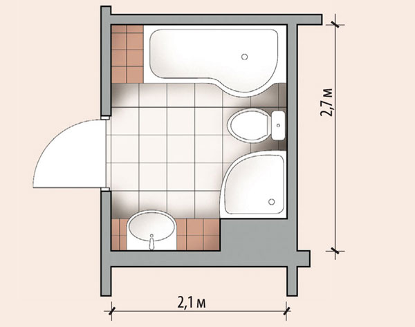 Ванная комната 4,8 кв м