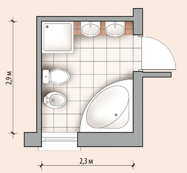 Ванная комната 6,7 кв м