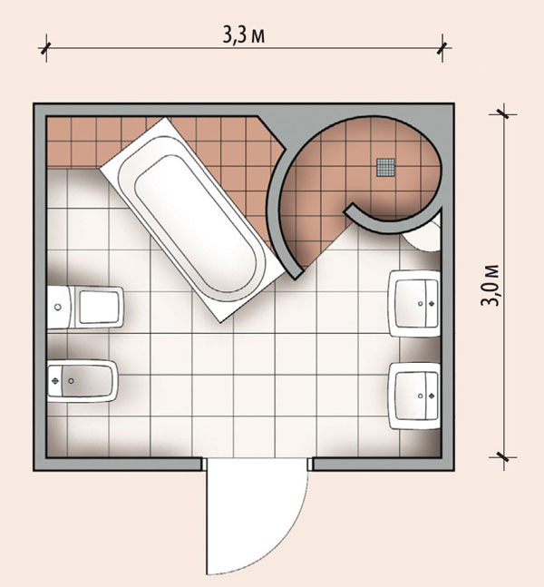 Ванная комната 9, 9 кв м