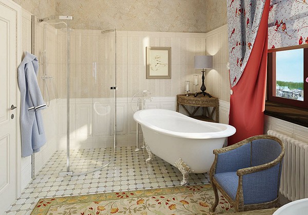 Душевая кабина в ванной стиля прованс