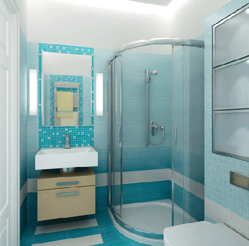 Дизайн ванной комната в голубых тонах