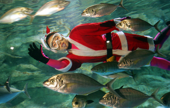 Подводное шоу с участием Санта-Клаусов в Сеуле