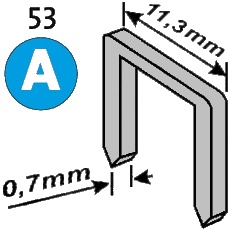 Размеры степлерной скобы типа 53 (A).