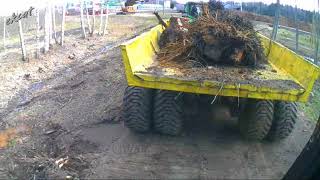 Корчевание пней придорожной канавы экскаватором Cat 312C Excavator Removing Stumps.