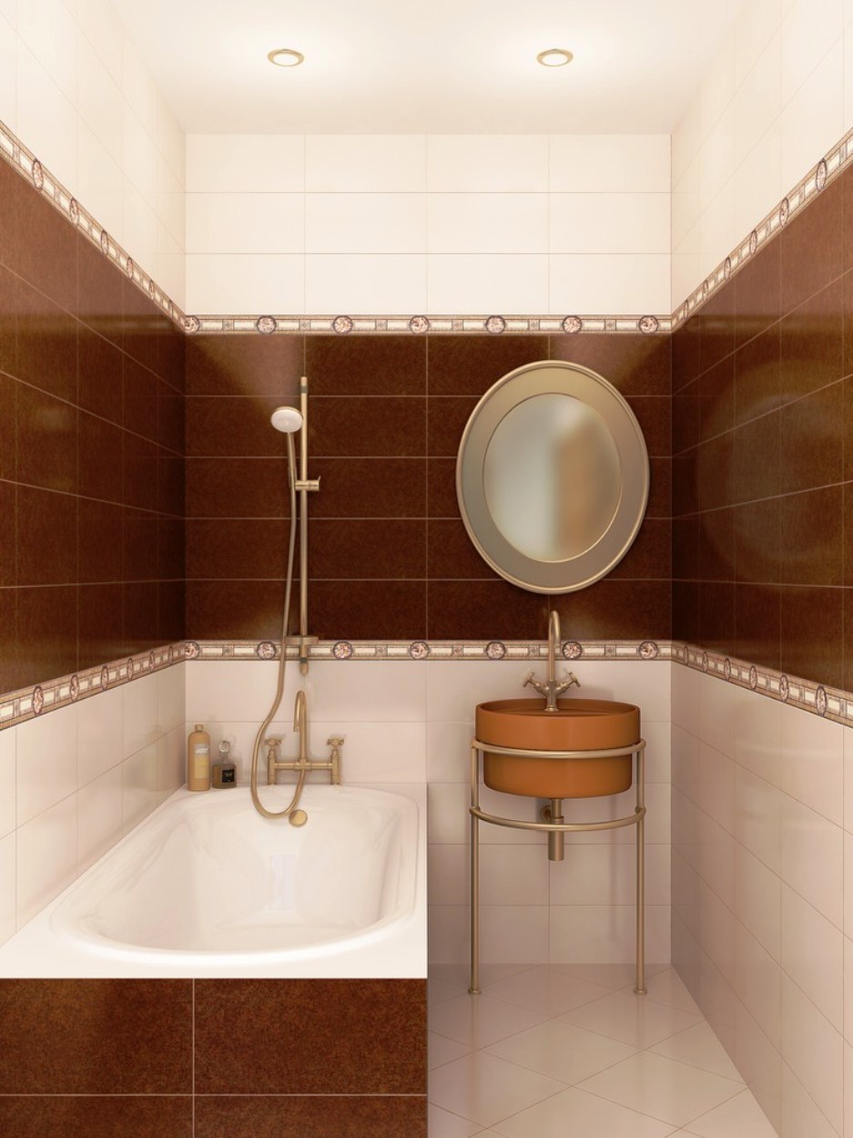 Диагональная раскладка напольной плитки в ванной