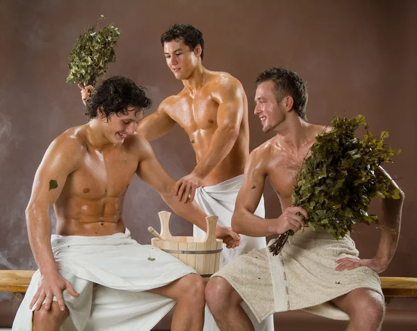 Мужчины после бани — стоковое фото